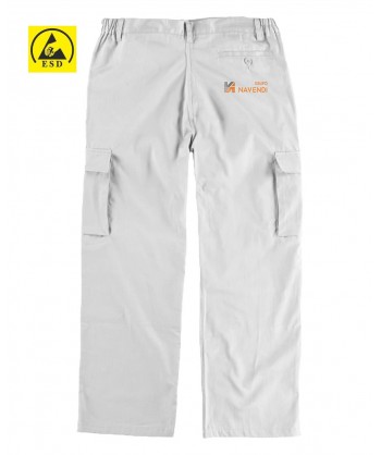Pantalón ESD antiestático multibolsillos blanco