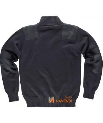 Jersey de algodón con refuerzos y media cremallera color negro