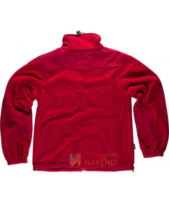 Chaqueta de forro polar granate con bolsillos y coderas