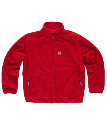 Chaqueta polar con dos bolsillos laterales con cremallera color rojo