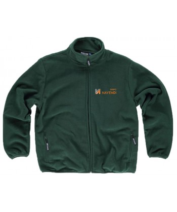 Chaqueta polar con dos bolsillos laterales con cremallera color verde oscuro