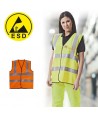 Chaleco antiestático de alta visibilidad con cierre velcro color amarillo flúor