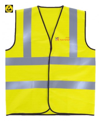 Chaleco antiestático de alta visibilidad con cierre velcro color amarillo flúor