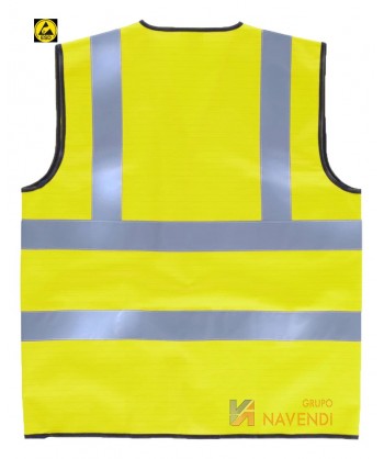 Chaleco antiestático de alta visibilidad con cierre velcro color amarillo flúor