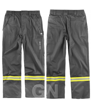 Pantalón modacrílico ignífugo y antiestático  color gris oscuro con cintas bicolor