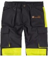 Pantalón de trabajo bicolor multibolsillos con cintas reflectantes