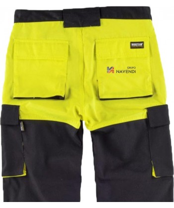 Pantalón de trabajo bicolor multibolsillos con cintas reflectantes