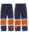 Pantalón alta visibilidad bicolor con forro y cintas reflectantes naranja fluor y marino