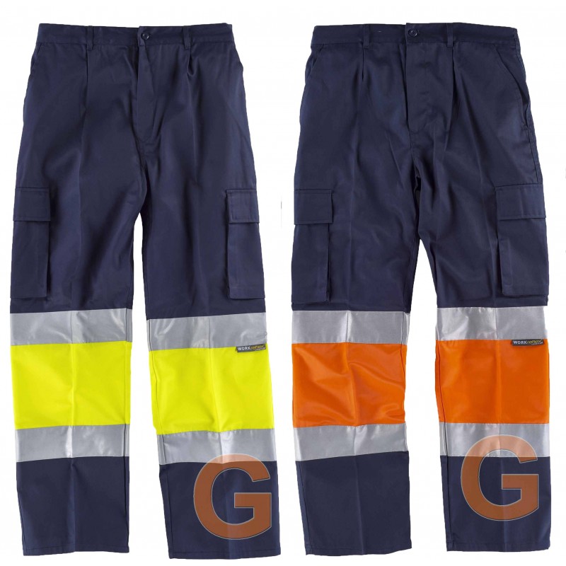 Pantalón alta visibilidad bicolor con forro y cintas reflectantes