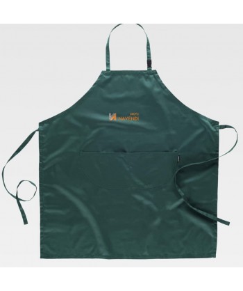 Delantal con peto liso para cocina y hostelería color verde oscuro