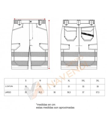 Bermudas alta visibilidad con cintas segmentada