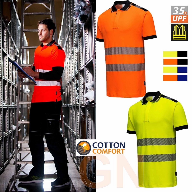 Polo bicolor bicapa de alta visibilidad con cintas segmentadas