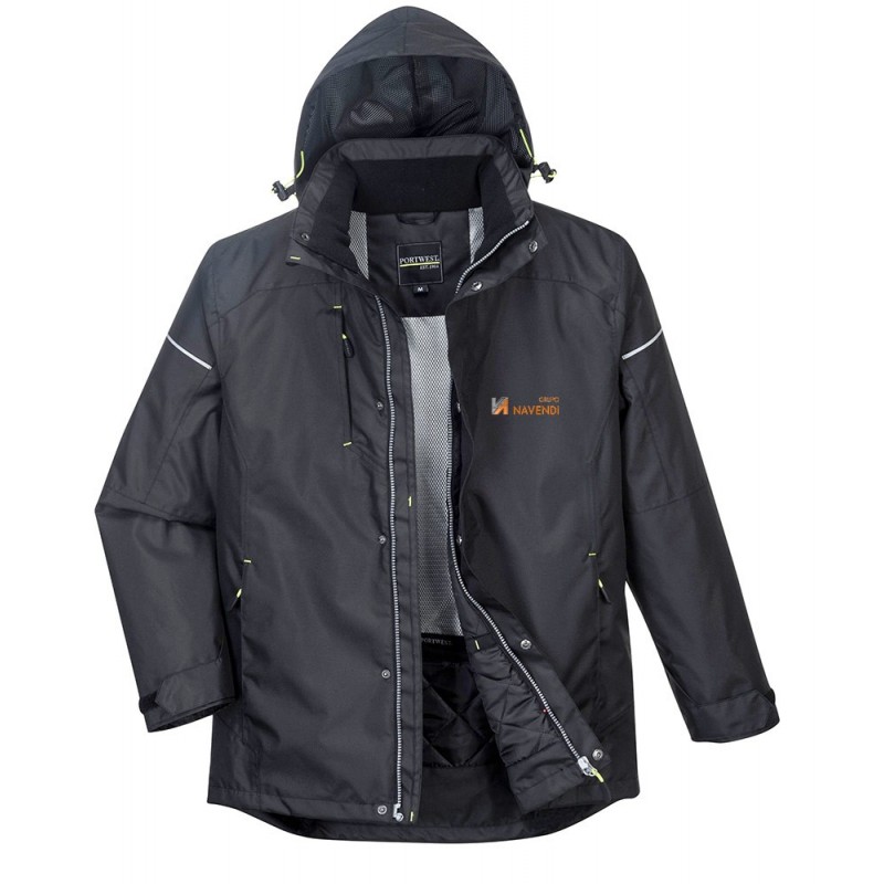 Parka impermeable con capucha y forro Insulatex color negro