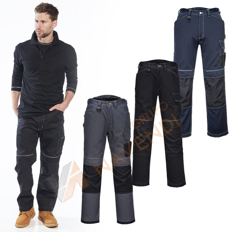 Pantalón bicolor, grueso multibolsillos con refuerzos