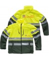 Softshell bicolor alta visibilidad color verde oscuro/amarillo fluor