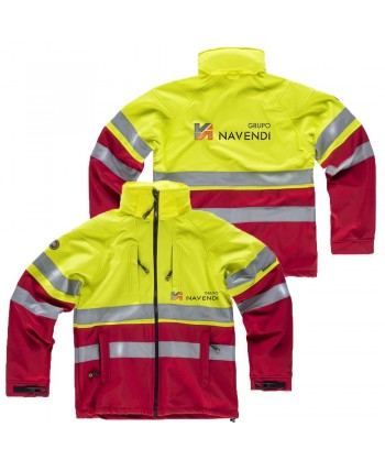 Softshell bicolor alta visibilidad color rojo/amarillo fluor