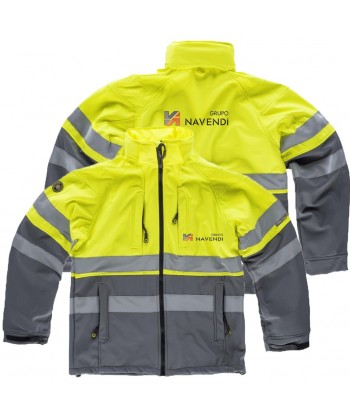 Softshell bicolor alta visibilidad color gris/amarillo fluor