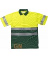 Polo bicolor transpirable manga corta de alta visibilidad color amarillo flúor y verde
