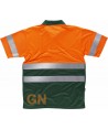 Polo bicolor transpirable manga corta de alta visibilidad color naranja flúor y verde