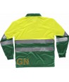 Polo técnico bicolor alta visibilidad de manga larga color verde y amarillo flúor