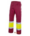 Pantalón multibolsillos bicolor burdeos y amarillo alta visibilidad