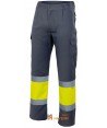 Pantalón multibolsillos bicolor gris y amarillo alta visibilidad