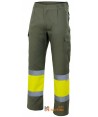 Pantalón multibolsillos bicolor verde caza y amarillo alta visibilidad