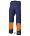 Pantalón multibolsillos bicolor azul marino y naranja alta visibilidad