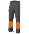 Pantalón multibolsillos bicolor gris y naranja alta visibilidad