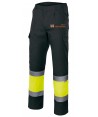 Pantalón multibolsillos bicolor negro y amarillo alta visibilidad