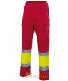 Pantalón multibolsillos forrado bicolor rojo y amarillo alta visibilidad