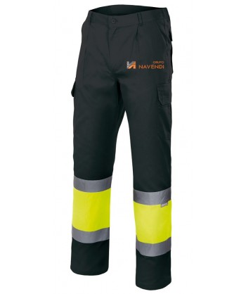 Pantalón multibolsillos forrado bicolor negro y amarillo alta visibilidad