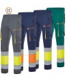 Pantalón elástico multibolsillos bicolor  alta visibilidad