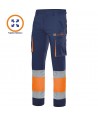Pantalón elástico multibolsillos bicolor  marino y naranja alta visibilidad