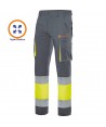 Pantalón elástico multibolsillos bicolor  gris y amarillo alta visibilidad