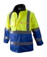 Parka acolchada e impermeable bicolor azulina/amarillo alta visibilidad