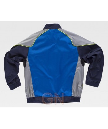 Cazadora tricolor con vivos de alta visibilidad  azulina/gris