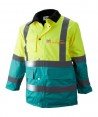 Parka acolchada e impermeable bicolor verde claro/amarillo alta visibilidad