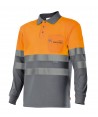 Polo de manga larga, bicolor gris/naranja alta visibilidad y con bolsillo