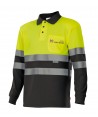 Polo de manga larga, bicolor negro/amarillo alta visibilidad y con bolsillo