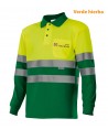 Polo de manga larga, bicolor verde hierba/amarillo alta visibilidad y con bolsillo