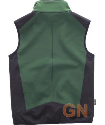 Chaleco deportivo bicolor en tejido softshell verde/negro