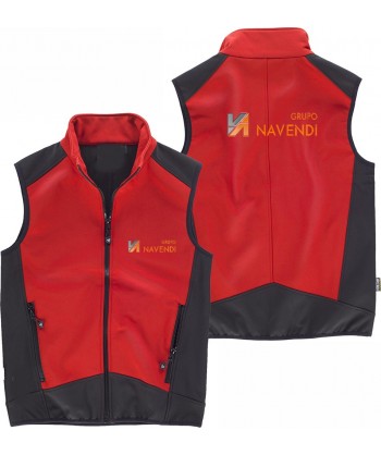 Chaleco deportivo bicolor en tejido softshell rojo/negro