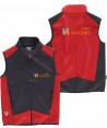 Chaleco deportivo bicolor en tejido softshell negro/rojo