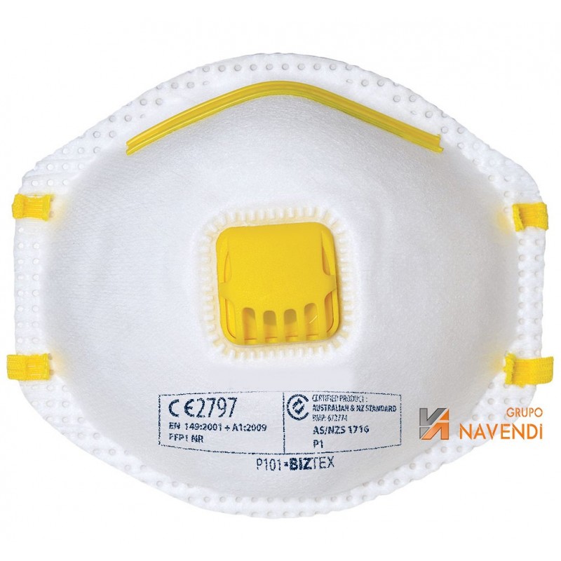 Mascarilla plegable con válvula tipo FFP1 para polvos nocivos