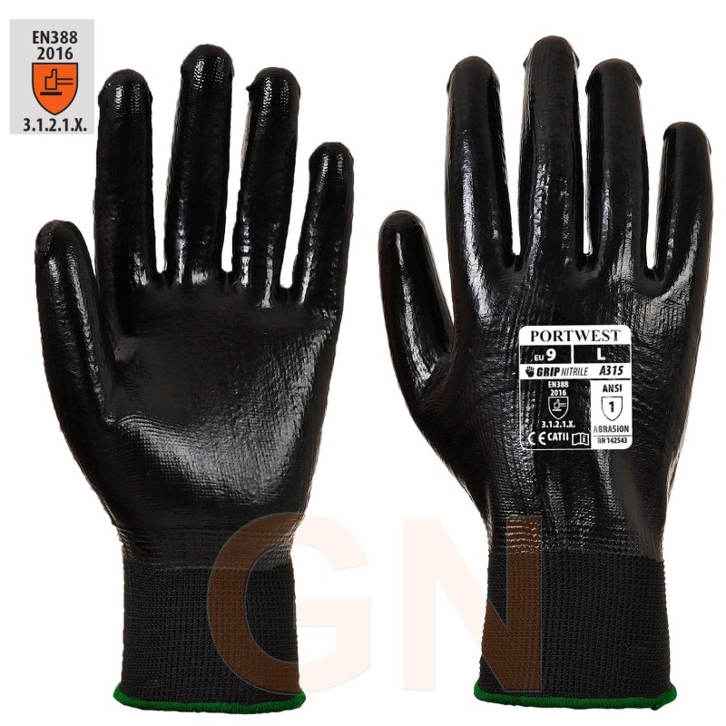 Guante grip fino de nylon y nitrilo todo cubierto