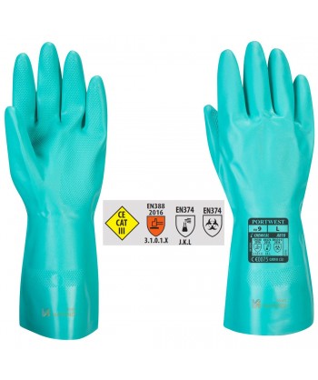 Guantes de nitrilo color verde para productos químicos -32 cm-