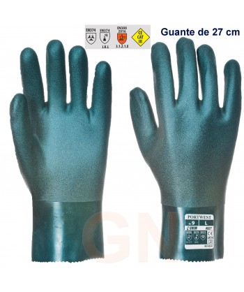 Guante de doble capa de PVC para productos químicos