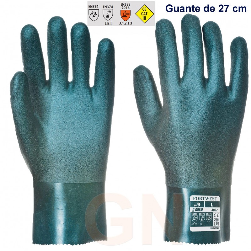 Guante de doble capa de PVC para productos químicos