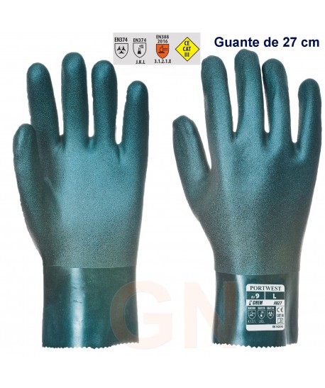 Guante de doble capa de PVC para productos químicos